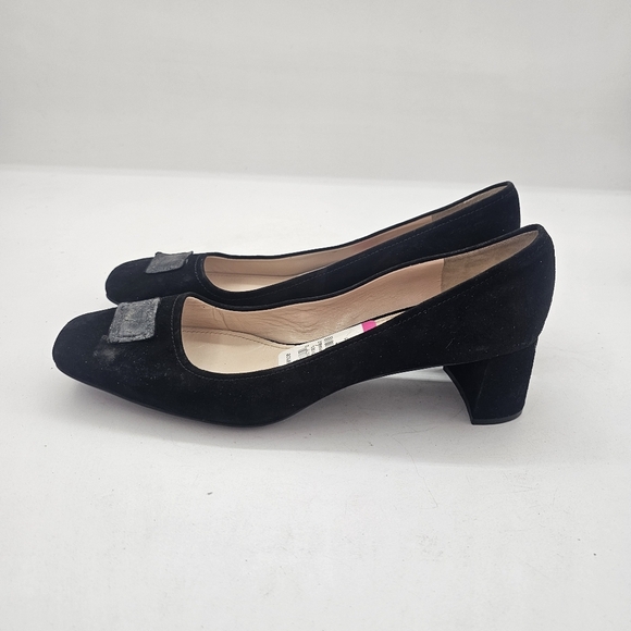 Prada Black Suede Block Heel Pumps Size 7.5 Narrow - Picture 4 of 11